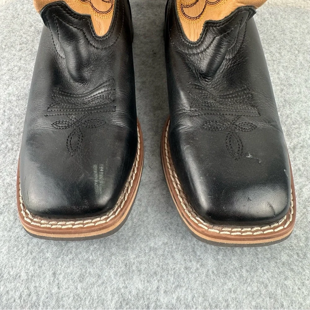Smoky Mountain Leather Cowboy Boots Tan & Black Size Youth 4.5 Western Rodeo
